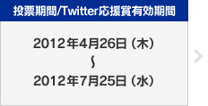 投票期間/Twitter応援賞有効期間：2012年4月26日（木）〜2012年7月25日（水）