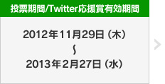 投票期間/Twitter応援賞有効期間：2012年11月29日（木）〜2013年2月27日（水）